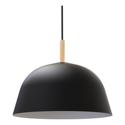 Lampara Colgante Campana Nórdico Bell 15 Negro Con Madera