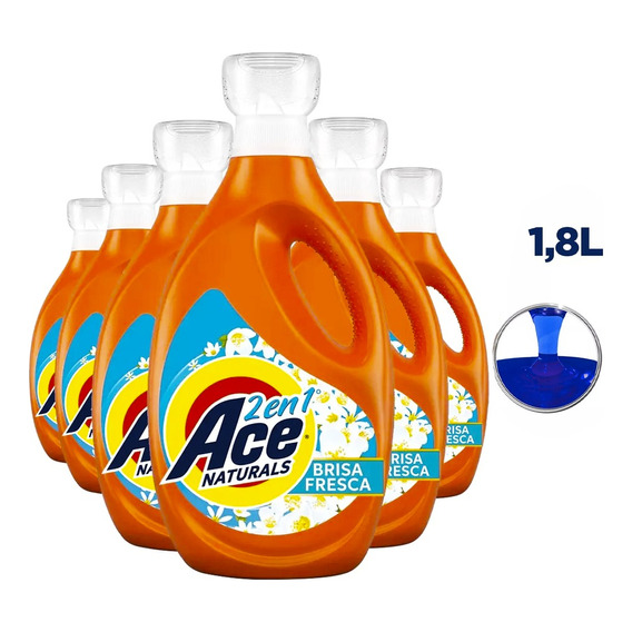 Pack 6 Botellas Detergente Ace Liquido Concentrado 1,8 Lt