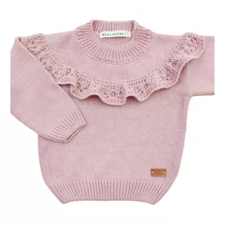 Sweater Canesu Mini Anima Tejido Abrigo Bebe Kids Rosa Viejo