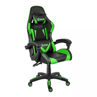 Silla De Escritorio Xzone Cgr-01 Gamer Ergonómica  Negra Y Verde Con Tapizado De Cuero Sintético