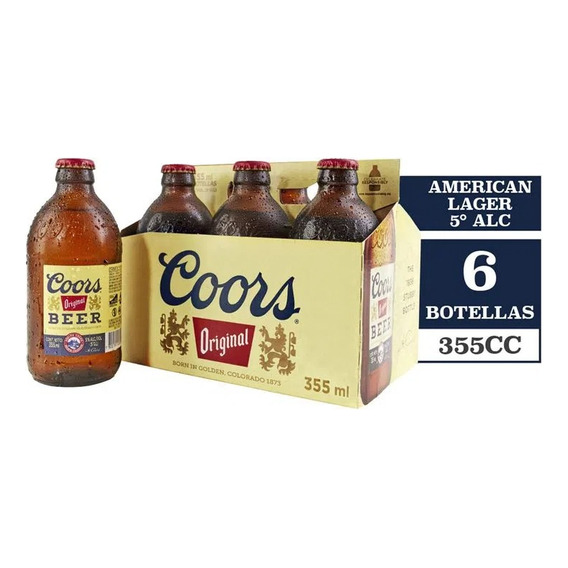 Pack 6  Cerveza Coors Original  Botella 355cc