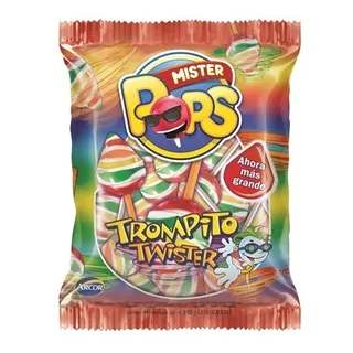 Chupetines Mr. Pop Trompito Twist Arcor Bolsa X 50 Unidades 