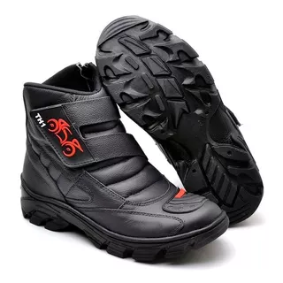 Bota Motociclista Motoqueiro Th3 Couro Cano Médio,cano Baixo