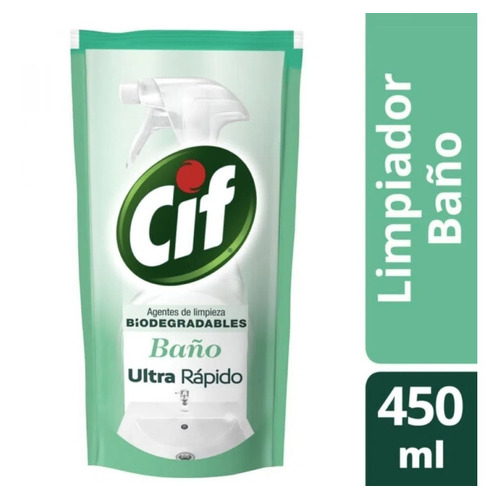 Limpiador Cif Baño Repuesto 450ml Ultra Rápido Sin Esfuerzo