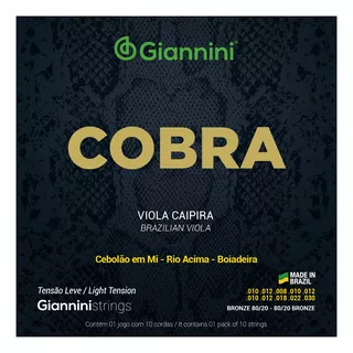 Cordas Viola Caipira Giannini Cobra Cv82l Leve