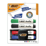 Kit Pincel Caneta P/ Quadro Branco 4 Cores + Apagador - Bic