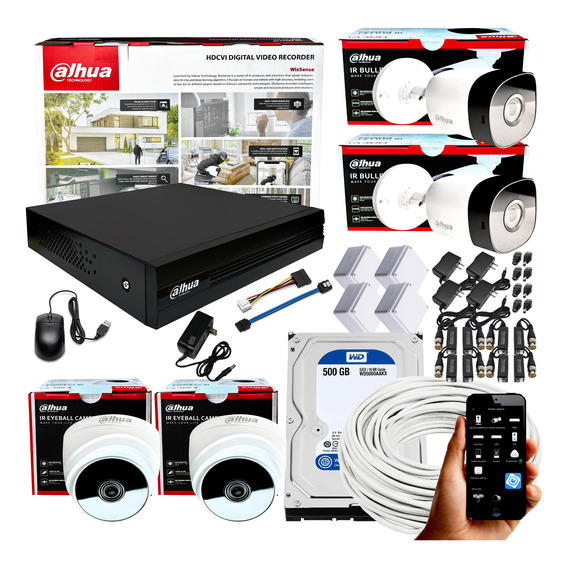 Kit Cámaras Seguridad 1080 Dahua Dvr 8 Ch + 4 Cam + Disco D.