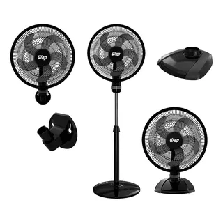 Ventilador 50cm Wap Rajada Turbo W130 3x1 Parede Coluna Mesa Cor Da Estrutura Preto Cor Das Pás Cinza 110v