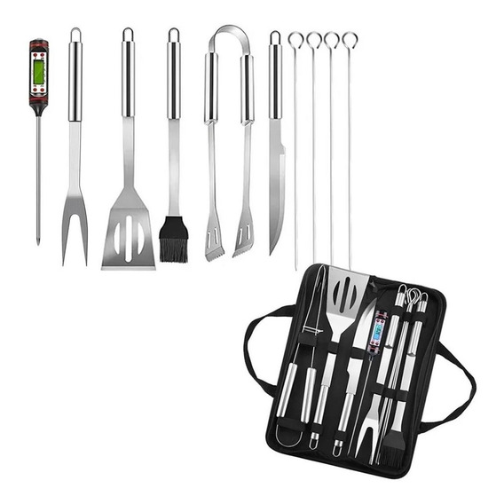 Set Asador Juego Parrillero 10 Piezas C/estuche Kit Parrill