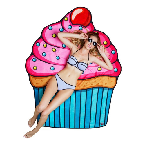 Toalla De Playa Cupcake Bigmouth Inc Color Rosa