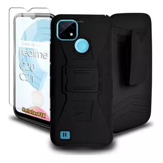 Funda Protector P/ Realme C21, C20 Y C11 Uso Rudo Clip Mica 