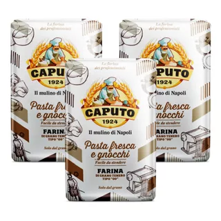Farinha De Trigo 00 Italiana Caputo Pasta Fresca 1kg C/ 3 Un