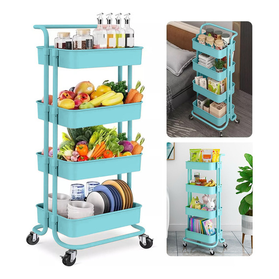 Carrito Organizador Multiusos De 4 Repuestos Con Ruedas