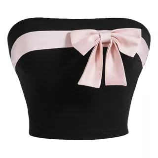 Top Sexy Corto Tubo Ajustado Strapless Elegante Moño