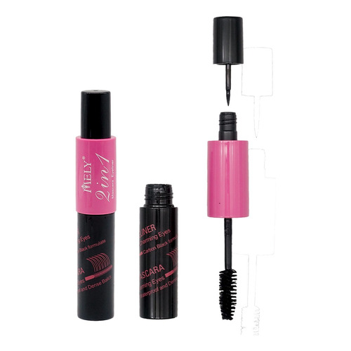 Mascara Para Pestañas 2 En 1 Con Delineador Mely 12ml Color Negro