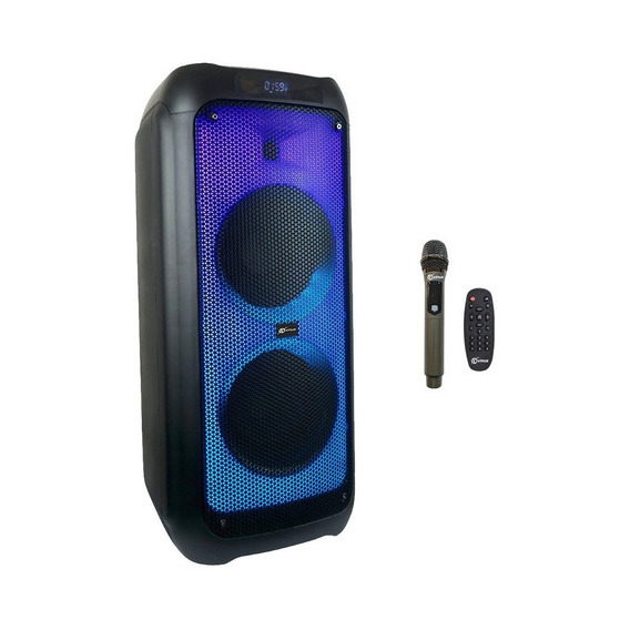 Parlante Xinua Bluetooth Karaoke Portatil 8''x2 Rgb Mic 3500w Color Negro