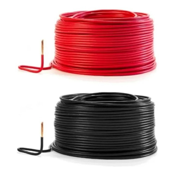 Kit 2 Cable Electrico Cca Calibre 10 50 Metros Negro Y Rojo