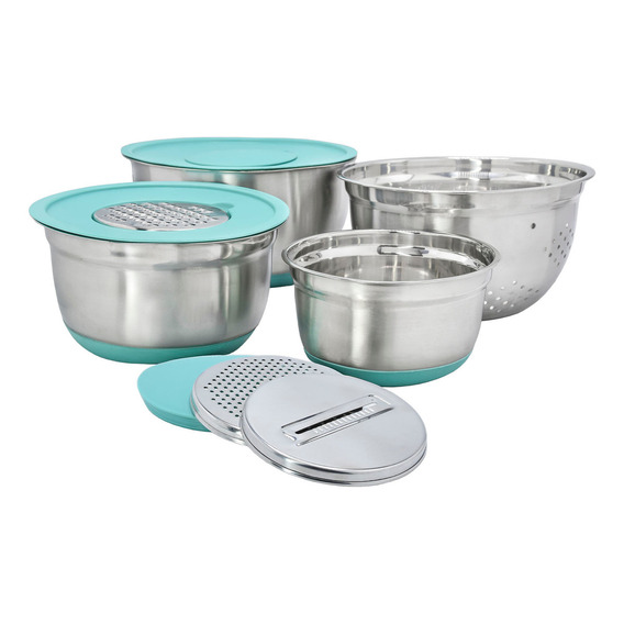 Set De Bowls Tezzio 10 Piezas Acero Inoxidable Color Plateado