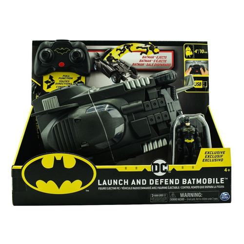 Batman Batimovil Radio Control 1:18 Lanza Y Defiende 92300 Color Negro