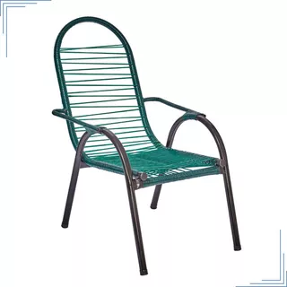 Cadeira Reforçada De Area Varanda De Fio De Pvc Espaguete Cor Verde