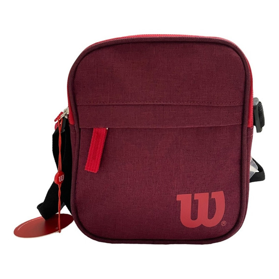 Bolso Manos Libres Cartera De Mano Wilson Operativ Bandolero Acabado de los herrajes PVC Color Vinotinto Color de la correa de hombro Negro Diseño de la tela Liso