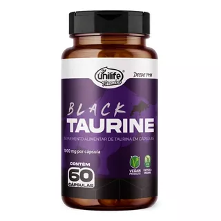 Black Taurine 60 Cápsulas 1000mg Taurina Unilife Sabor Without Flavor