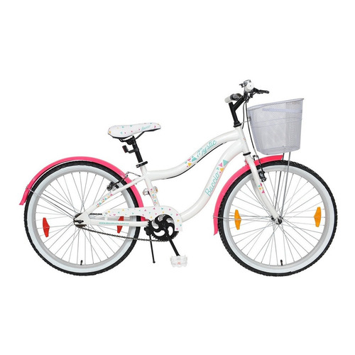 Bicicletas Baccio Mystic Rodado 24 Canasto Blancafucsia Fama Color Blanco