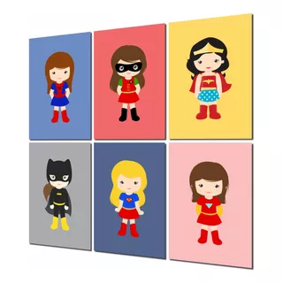 Plaquinhas Decorativas Para Criança Super Heroínas Envio 24h