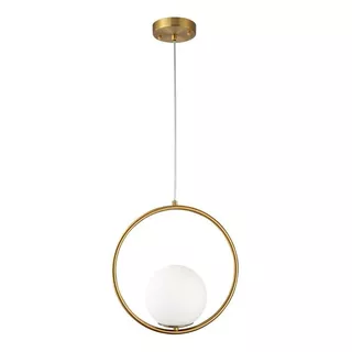 Lustre Pendente Moderno Dourado Globo Bola Led Sala Quarto