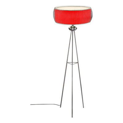 Lampara De Pie Tripode Cromo Moderna Iluminacion Deco Rojo