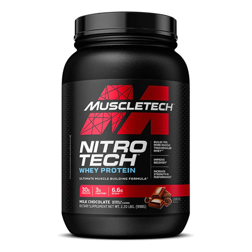 Proteína Aislada Muscletech Nitro Tech Whey Protein X 2.2 Lb Sabor Milk Chocolate