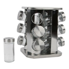 Especiero Cocina 16 Condimentos Giratorio Vidrio Acero Inox CASATUA