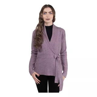 Sueter Cardigan Blazer Tejido Fino Stretch Lazo Elegante