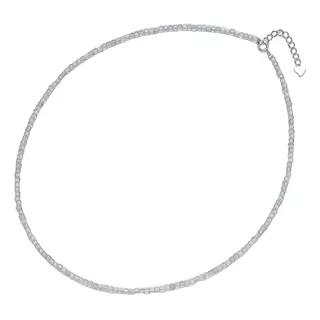 Colar Choker Pedra Labradorita Contas Fecho Prata 925 Cor Cinza-claro