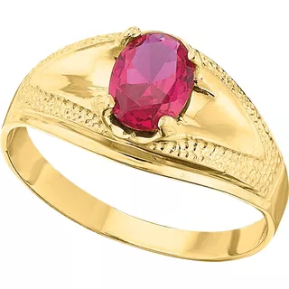 Anillo Caballero Oro 10 K Rubi + Reloj Obsequio