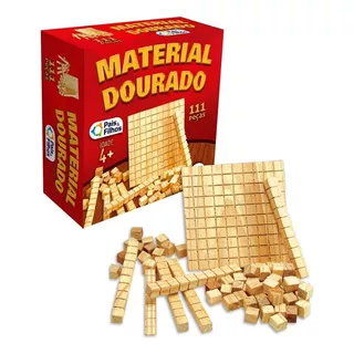 Material Dourado Para Aprender Matematica 111 Peças Madeira