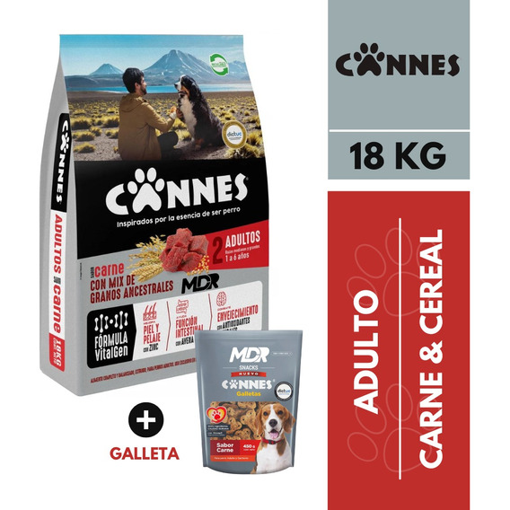 Cannes Adulto Carne Y Cereal 18kg | Solo Stgo | Mdr