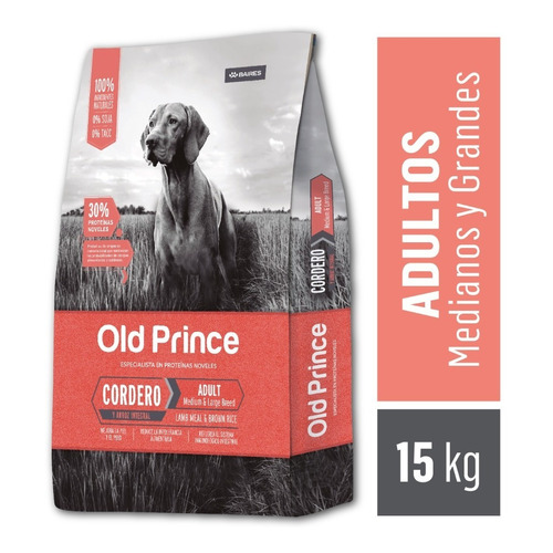 Alimento Old Prince novel para perro adulto sabor cordero y arroz en bolsa de 15 kg