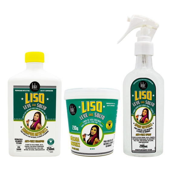 Lola Liso Leve E Solto Shampoo + Máscara + Spray Alisado 3c