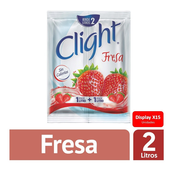 Refresco En Polvo Clight Fresa Rinde 2 Litros Caja X15 Uds.