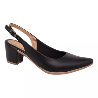 Sapato Feminino Scarpin Social Salto Baixo Bloco 7801