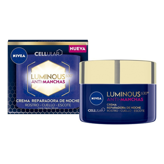 Crema Facial Noche Nivea Luminous Con Ácido Hialurónico 50ml Tipo de piel Todos