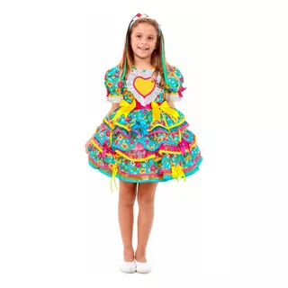 Vestido Junino Dança Quadrilha Infantil Maravilhoso De Luxo