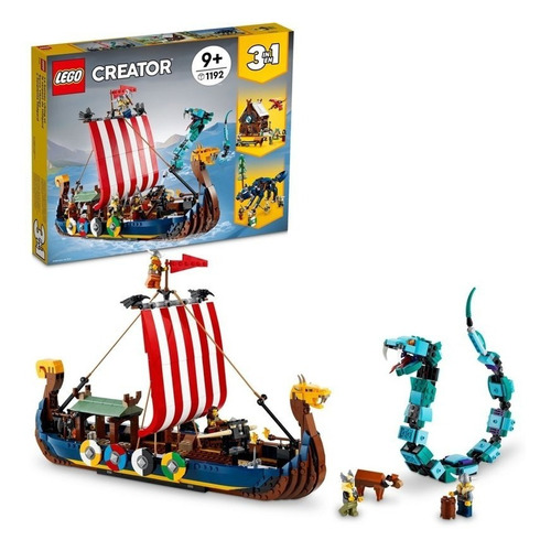 Kit Lego Creator 3en1 Barco Vikingo+serpiente Midgard 31132 Cantidad de piezas 1192
