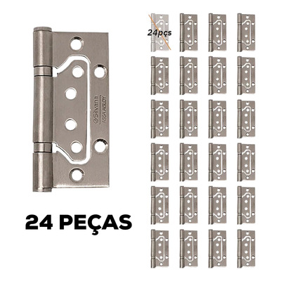 24 Dobradiça 4x3  884 Sobrepor Inox 2mm Aço Inoxidável