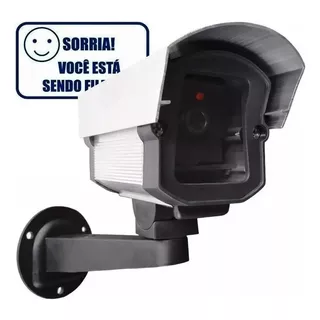 Kit 5pcs Câmera Falsa Bivolt Segurança Com Placa Sorria