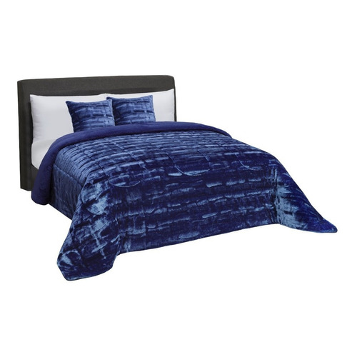 Cobertor Mink King Size Azul Navy Térmico Suave Al Tacto Color Azul marino Diseño de la tela Plumas