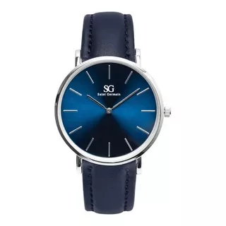 Relógio Minimalista Azul Pulseira De Couro Riverdale 40mm