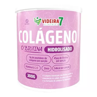 Colágeno Hidrolisado Com Vitaminas E Minerais 300g Videira 7 Sabor Baunilha