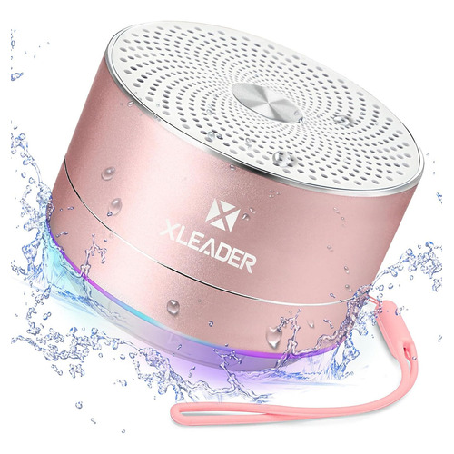 Xleader, Altavoz Bluetooth Pequeño Mejorado, Ipx7 Impermeabl Color Oro Rosa 110v